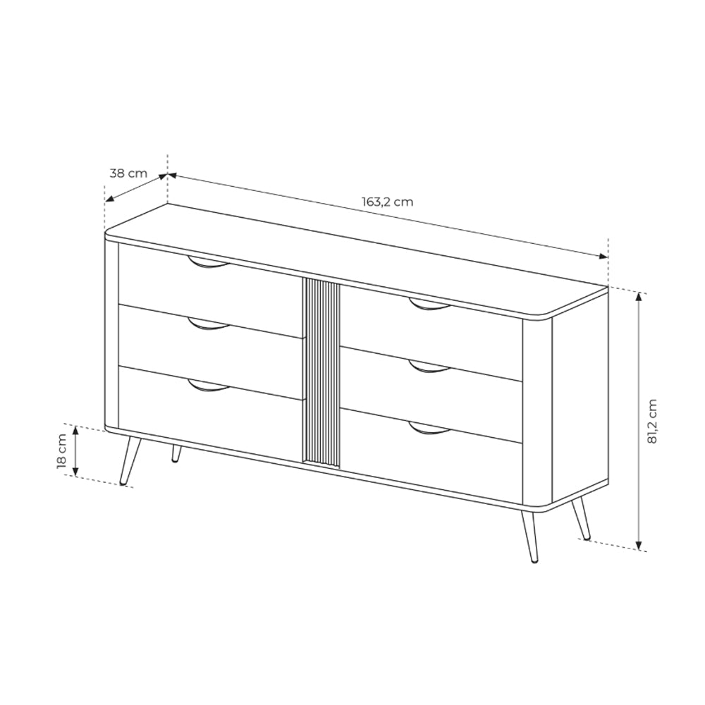 Komoda Velia z 6 szufladami 163x81 w stylu soft loft – zdjęcie 6
