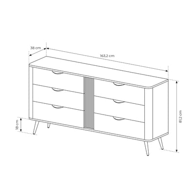 Komoda Velia z 6 szufladami 163x81 w stylu soft loft – zdjęcie 6