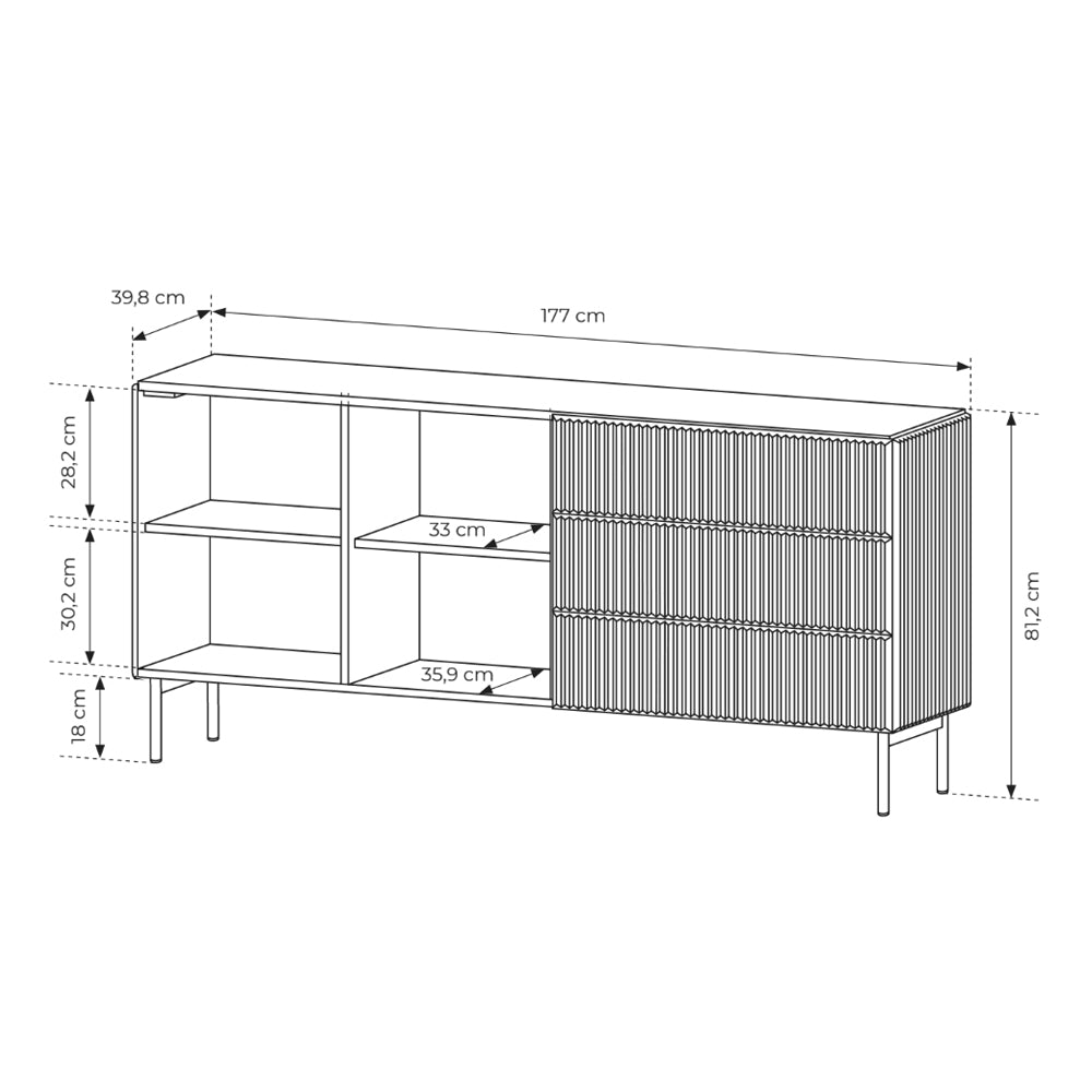 Komoda MuzZI z drzwiami i szufladami 177x81 w stylu nowoczesnym – zdjęcie 6