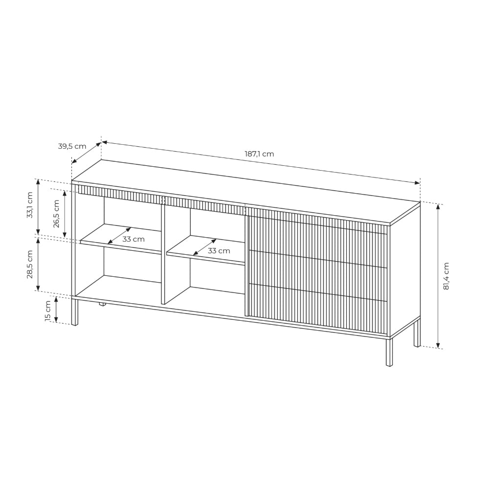 Komoda Senra z drzwiami i szufladami 187x81 w stylu japandi – zdjęcie 6