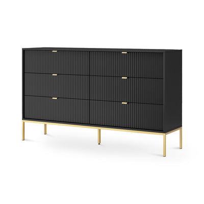 Roza Chest of Drawers 154x91, Glamour Style – Black, Gold