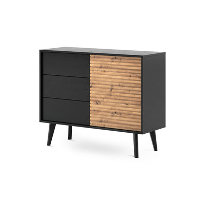 Komoda Las z szufladami i drzwiami 104x83 w stylu industrialnym – zdjęcie główne | Pillovely