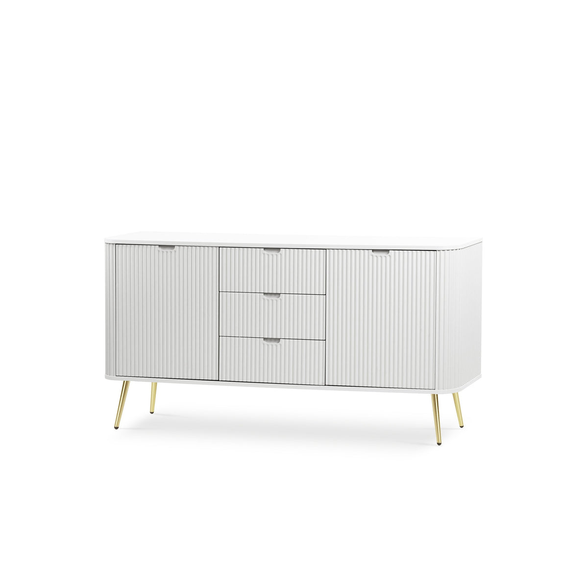Komoda z drzwiami i szufladami 168x87 w stylu nowoczesnym | Eva Biały Złoty