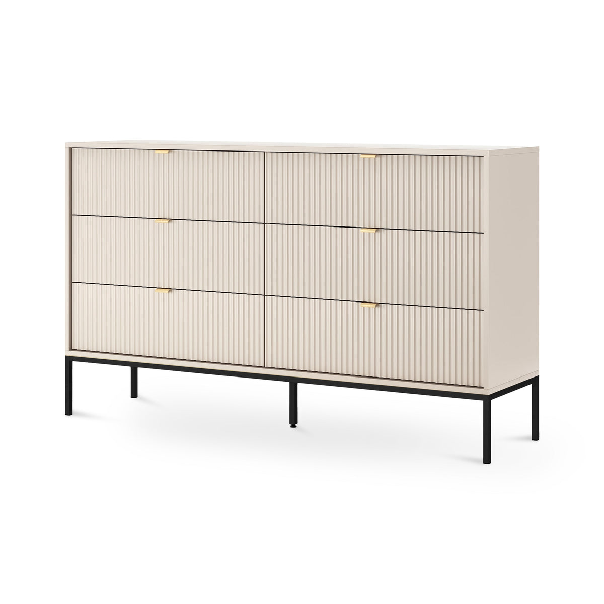 Roza Chest of Drawers 154x91, Glamour Style – Cashmere, Black