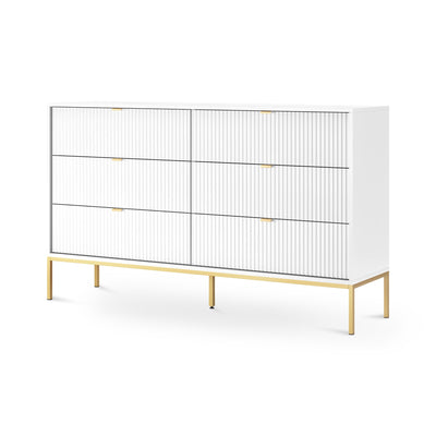 Roza Chest of Drawers 154x91, Glamour Style – White, Gold