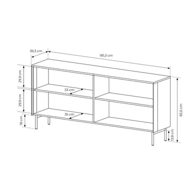 Komoda Lummer 181x83 z drzwiami w stylu eleganckim – rysunek z wymiarami