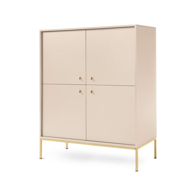 Kviat Sideboard 104x126, Vintage Style – Four Doors, Gold Handles, Metal Legs – main photo | Pillovely