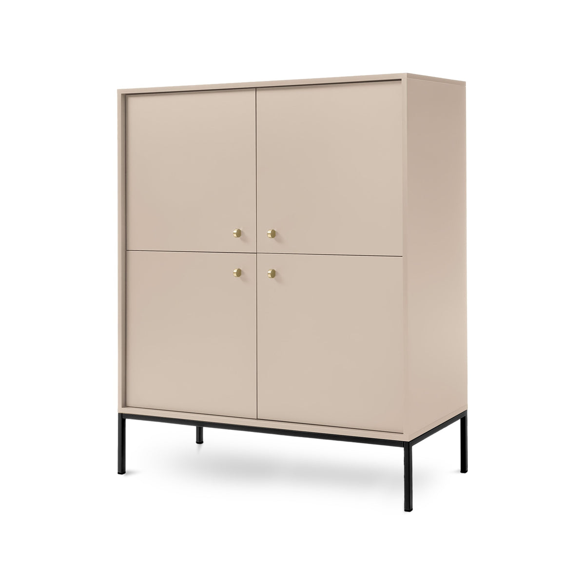 Kviat Sideboard 104x126, Vintage Style – Four Doors, Gold Handles, Metal Legs – photo 4