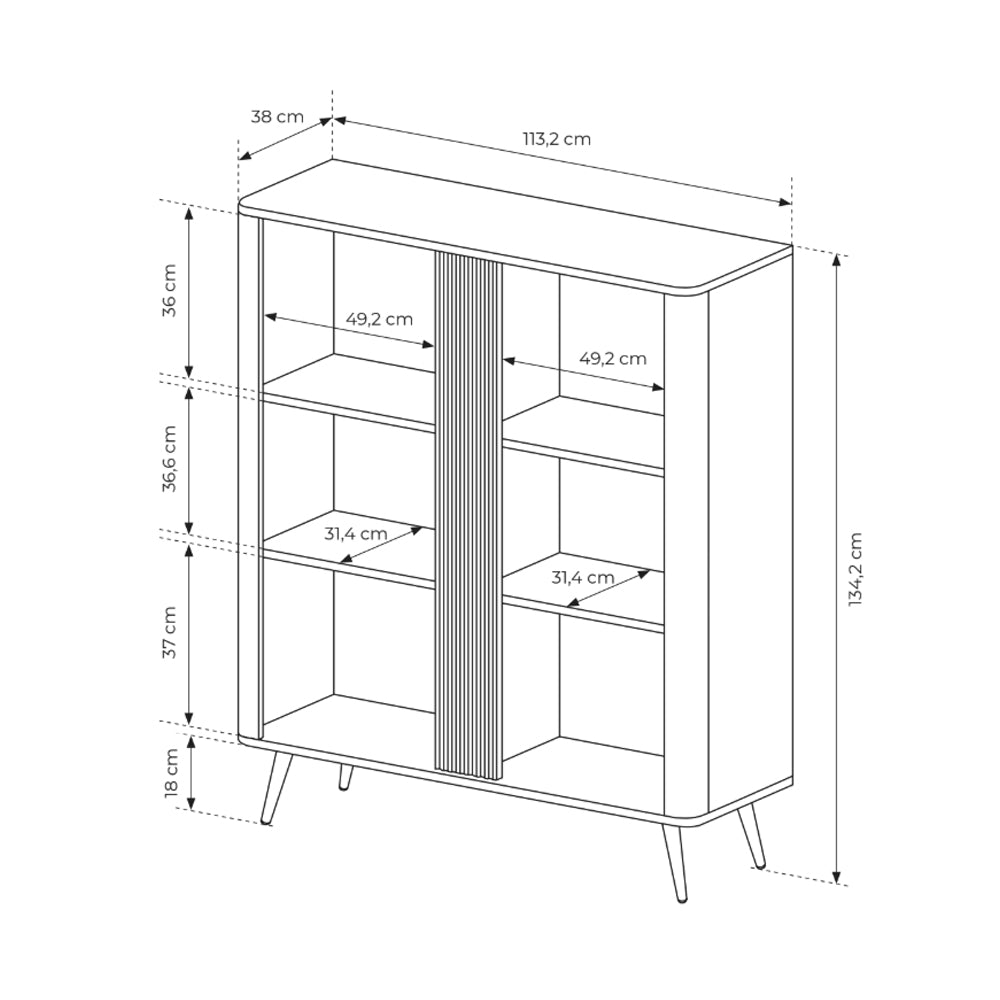 Komoda wysoka 2-drzwiowa 113x134 w stylu soft loft | Velia