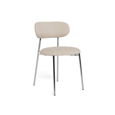 Chaise Dotto 47 x 79, couleur sable avec bordure en biais – chaise rembourrée claire sur pieds chromés