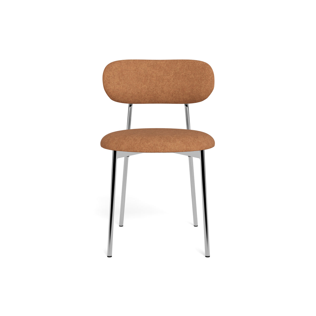 Chaise Dotto 47 x 79, couleur terre cuite à l'avant – assise et dossier arrondis, revêtus d'un tissu de type chenille