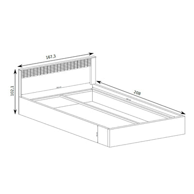 Lit Korin 160x200 – schéma avec largeur, longueur et hauteur