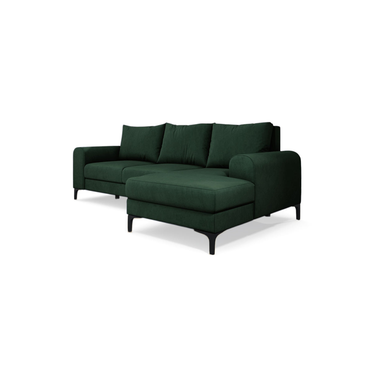 Canapé d'angle Arpelo 245x145 angle droit Mousse Forestière (MANILA 35) pieds noirs – canapé d'angle moderne style bohème