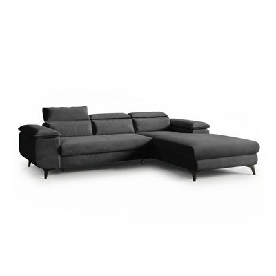 Canapé d'angle Bessi 276x205, version droite, Ombre Graphite (MONOLITH 92), avec appuie-têtes – canapé d'angle moderne pour le salon