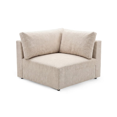 Module d'angle du canapé d'angle Iskeli Plus Taupe Crème (ARAGON 03) – module de 108 × 108 cm avec deux coussins de dossier