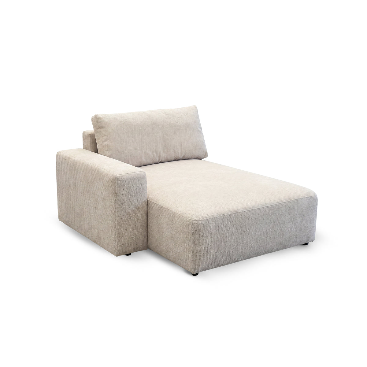Pouf avec accoudoir du canapé d'angle modulable Iskeli Taupe Crème (ARAGON 03) – module de 128 × 156 cm