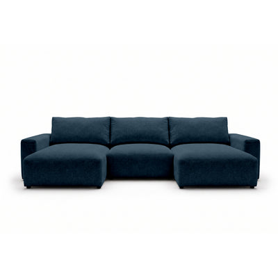 Canapé d'angle modulable U Iskeli 361 cm Granit Encre (ARAGON 74), vue de face – canapé d'angle avec deux ottomanes en tissu Aragon