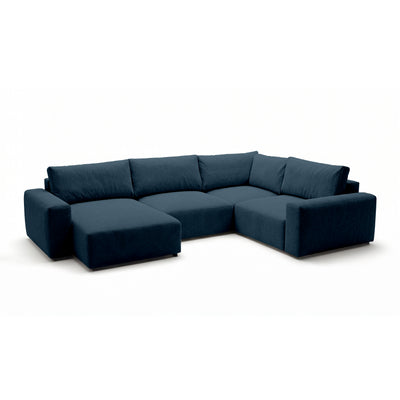 Canapé d'angle modulable UL Iskeli Plus 341 cm Granit Encre (ARAGON 74), version gauche, vue de trois quarts – grand canapé d'angle en tissu Aragon