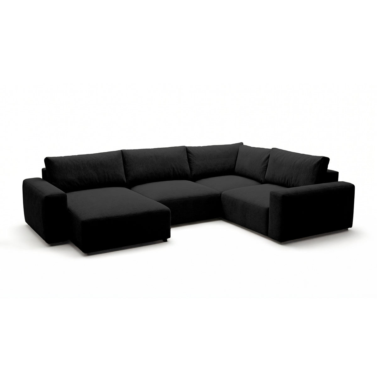 Canapé d’angle modulable UL Iskeli Plus 341 cm Profondeur corbeau (ARAGON 99) gauche de biais – grand canapé en tissu Aragon