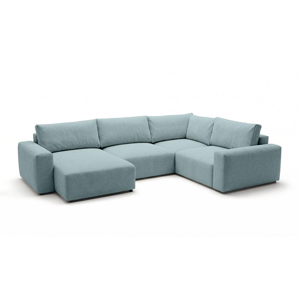 Canapé d'angle modulable UL Iskeli Plus 341 cm Lazur Glacé (ARAGON 70), version gauche, vue de trois quarts – grand canapé d'angle en tissu Aragon