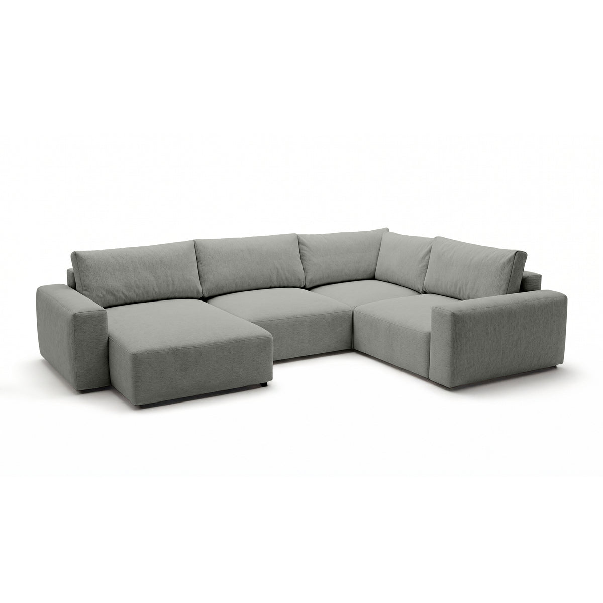 Canapé d’angle modulable UL Iskeli Plus 341 cm Gris acier (ARAGON 83) gauche de biais – grand canapé en tissu Aragon