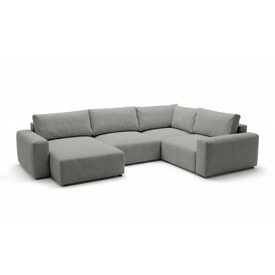 Canapé d’angle modulable UL Iskeli Plus 341 cm Gris acier (ARAGON 83) gauche de biais – grand canapé en tissu Aragon