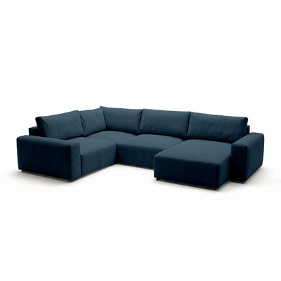 Canapé d'angle modulable UL Iskeli Plus 341 cm Granit Encre (ARAGON 74), version droite, vue de trois quarts – grand canapé d'angle en tissu Aragon