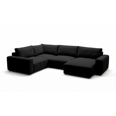 Canapé d’angle modulable UL Iskeli Plus 341 cm Profondeur corbeau (ARAGON 99) droite de biais – grand canapé en tissu Aragon
