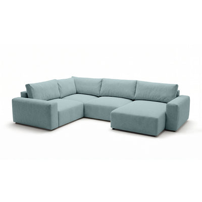 Canapé d'angle modulable UL Iskeli Plus 341 cm Lazur Glacé (ARAGON 70), version droite, vue de trois quarts – grand canapé d'angle en tissu Aragon