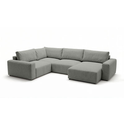 Canapé d’angle modulable UL Iskeli Plus 341 cm Gris acier (ARAGON 83) droite de biais – grand canapé en tissu Aragon
