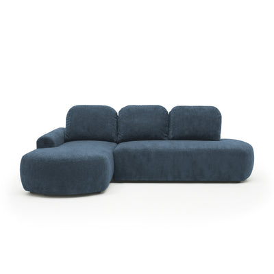 Canapé d'angle Moluni 263 cm Roche Bleu Marine (BELLINI 18), version gauche – canapé d'angle en L avec coussins moelleux