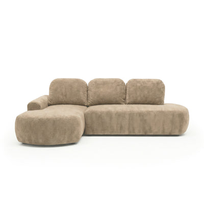 Canapé d'angle Moluni 263 cm Coton Sable (BELLINI 07), version gauche – canapé d'angle convertible avec Automat DL