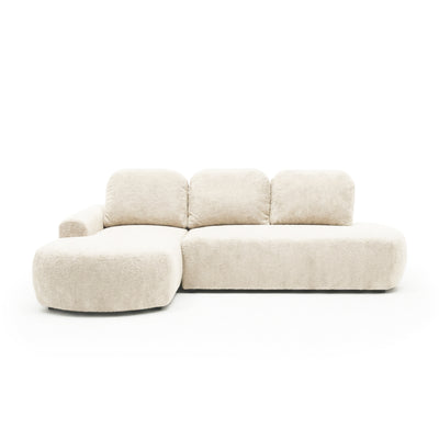 Canapé d'angle Moluni 263 cm Duvet Vanille (BELLINI 05), version gauche – canapé d'angle arrondi avec chaise longue