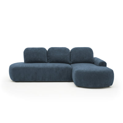 Canapé d'angle Moluni 263 cm Roche Bleu Marine (BELLINI 18), version droite – canapé d'angle convertible avec coffre de rangement