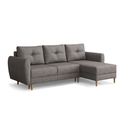 Canapé d'angle convertible Harmi 235 cm Brume Argentée (SAWANA 05), version droite, avec rangement pour la literie