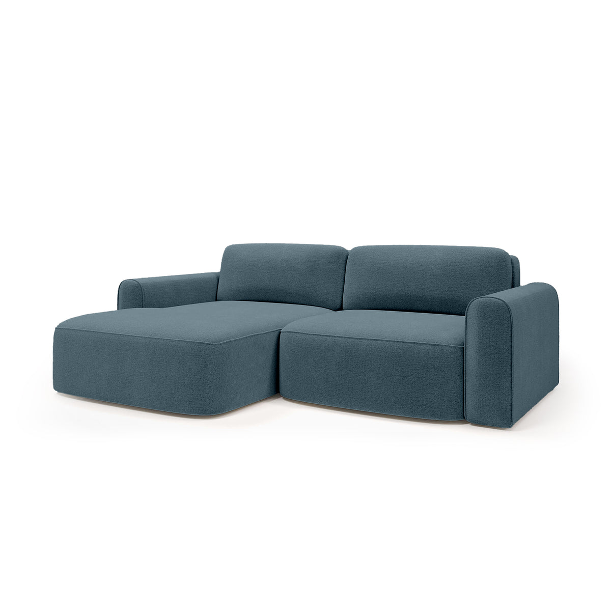Canapé d’angle Saniri côté gauche coloris Bleu Acier (CASTEL 74) – canapé d’angle rembourré