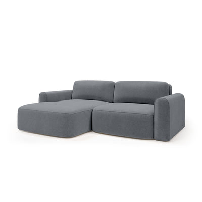 Canapé d’angle Saniri côté gauche coloris Bleu-Gris Mat (CASTEL 91) – canapé d’angle rembourré