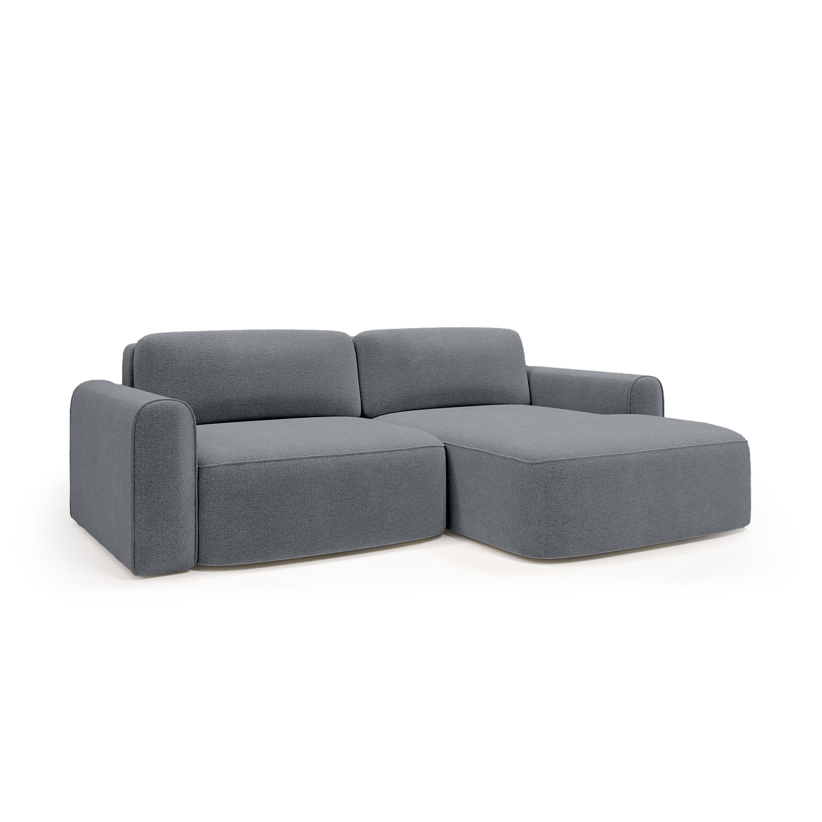 Canapé d’angle Saniri côté droit coloris Bleu-Gris Mat (CASTEL 91) – canapé d’angle rembourré