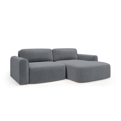 Canapé d’angle Saniri côté droit coloris Bleu-Gris Mat (CASTEL 91) – canapé d’angle rembourré