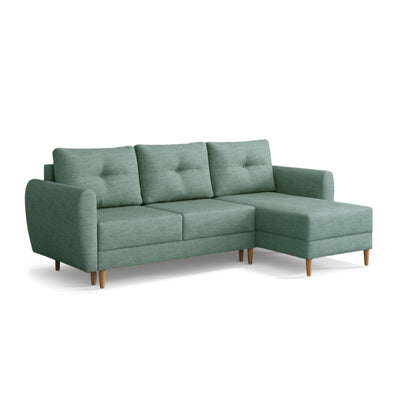 Canapé d'angle matelassé Harmi 235 cm Béton Argenté (SAWANA 29), version droite, sur pieds en bois