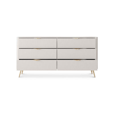 Komoda Laanti 163x81 z 6 szufladami w stylu eleganckim – z otwartymi frontami
