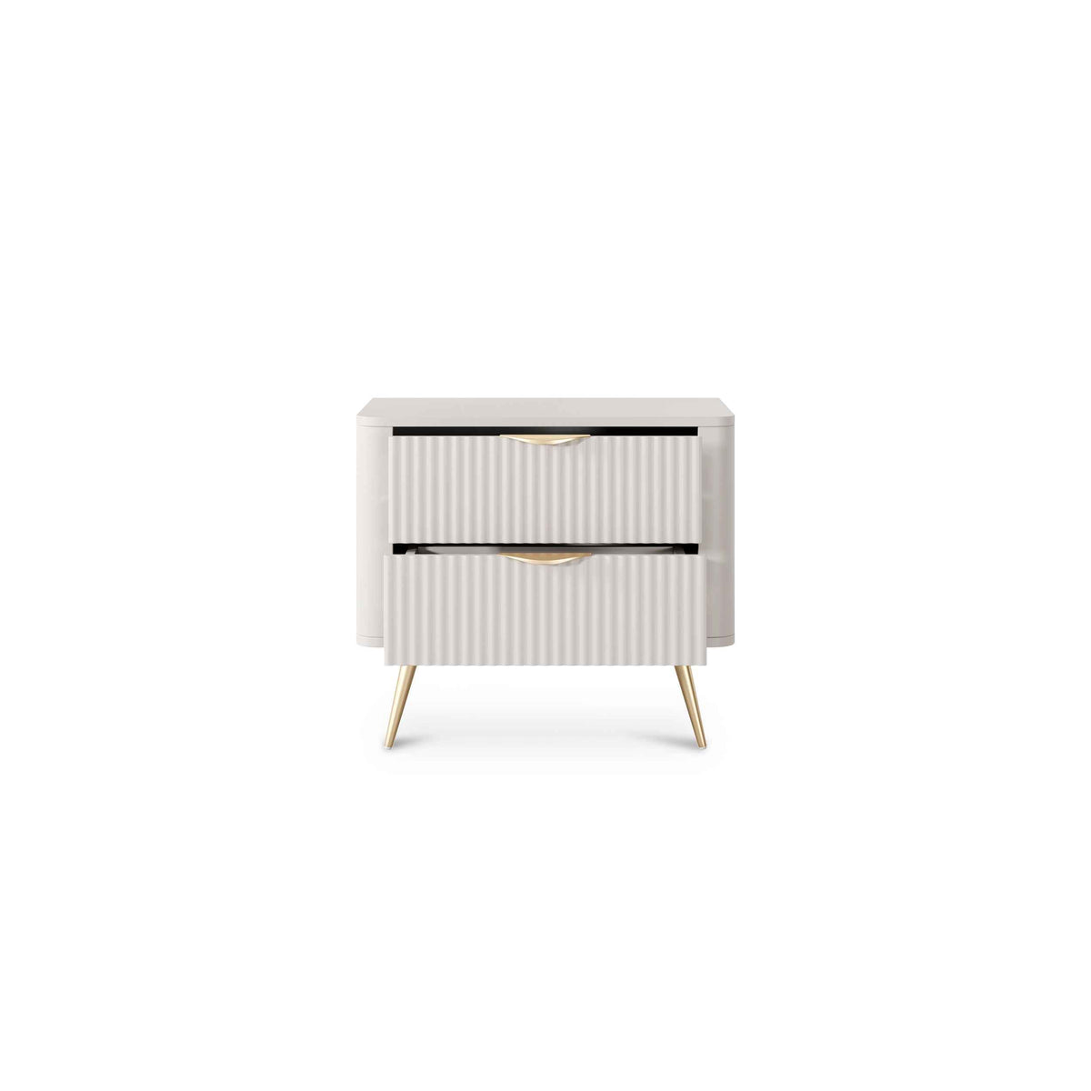 Szafka nocna Laanti z 2 szufladami 63x55 cm w stylu eleganckim – z otwartymi frontami