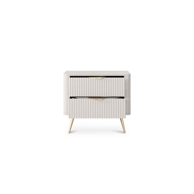 Szafka nocna Laanti z 2 szufladami 63x55 cm w stylu eleganckim – z otwartymi frontami