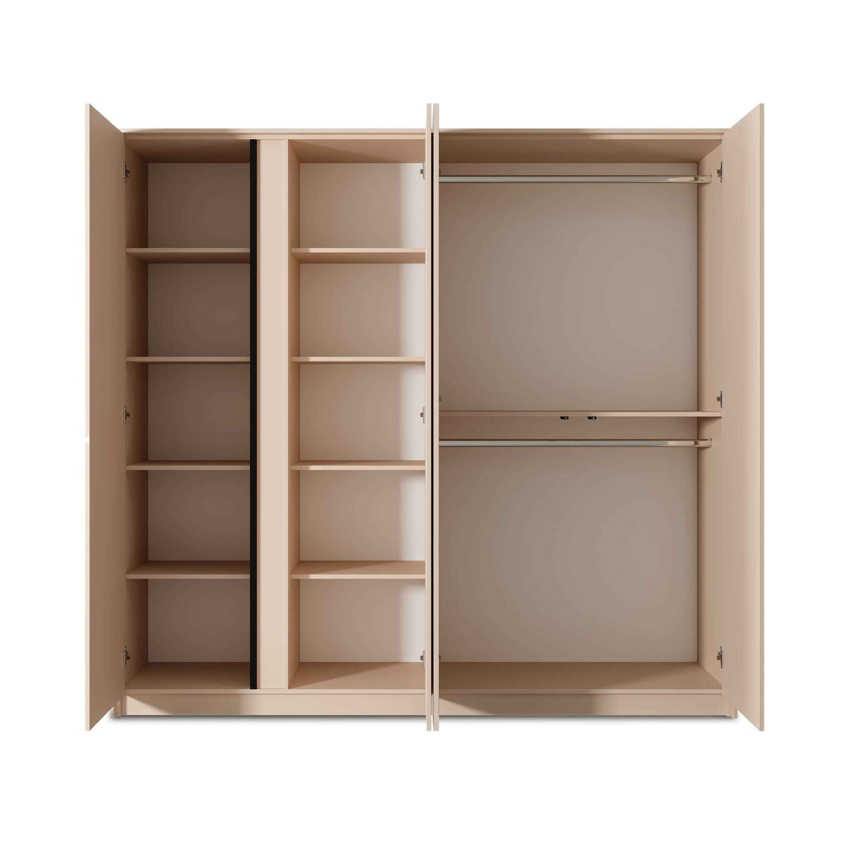 Szafa Dust 4-drzwiowa 223x210 cm w stylu minimalistycznym – z otwartymi frontami