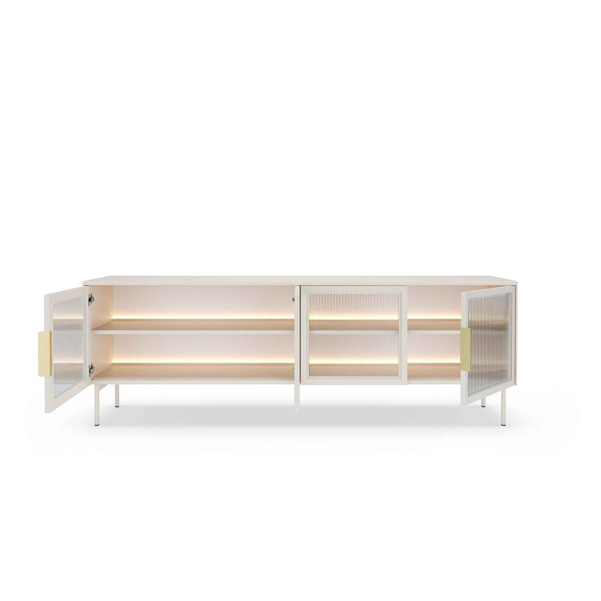 Szafka RTV Lummer 181x62 w stylu nowoczesnym – z otwartymi frontami