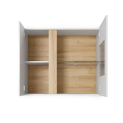 Witryna Armelia wisząca przeszklona 97x83 cm w stylu minimalistycznym – z otwartymi frontami