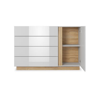 Komoda Armelia 138x91 w stylu minimalistycznym – z otwartymi frontami