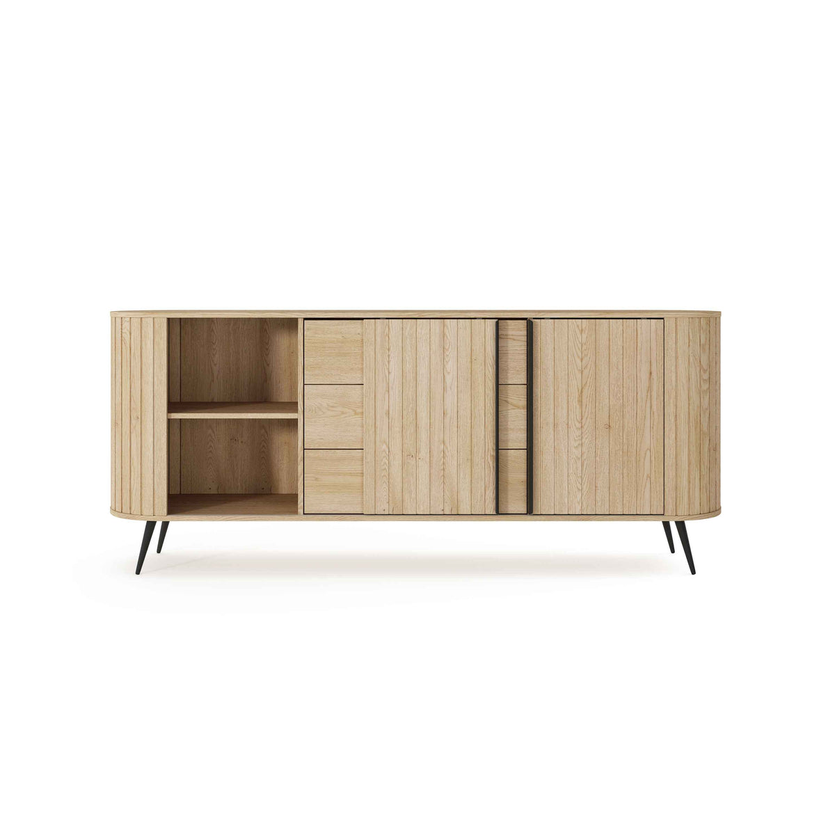 Llovia Sideboard with Sliding Doors and Drawers 196x82, Modern Style