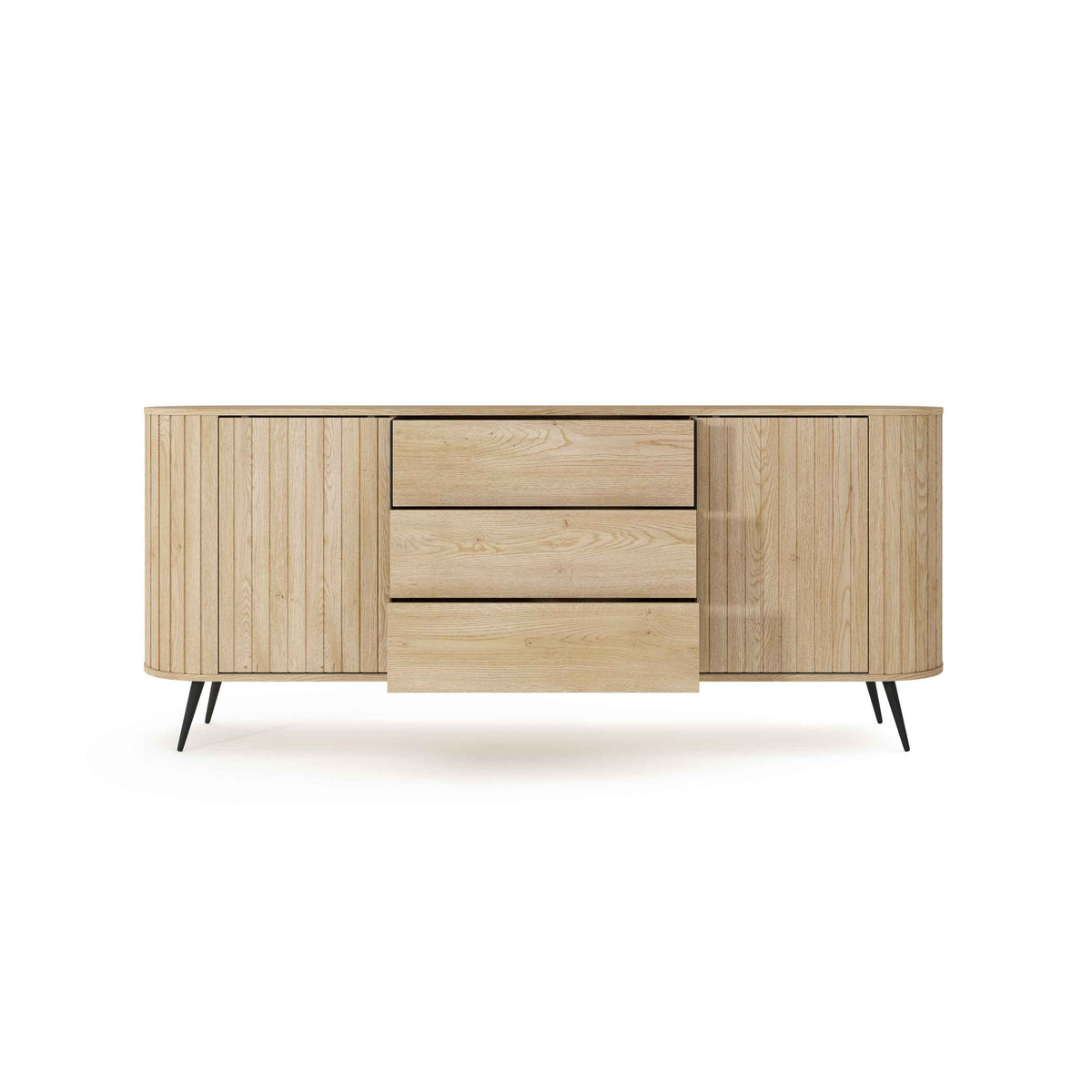 Llovia Sideboard with Sliding Doors and Drawers 196x82, Modern Style