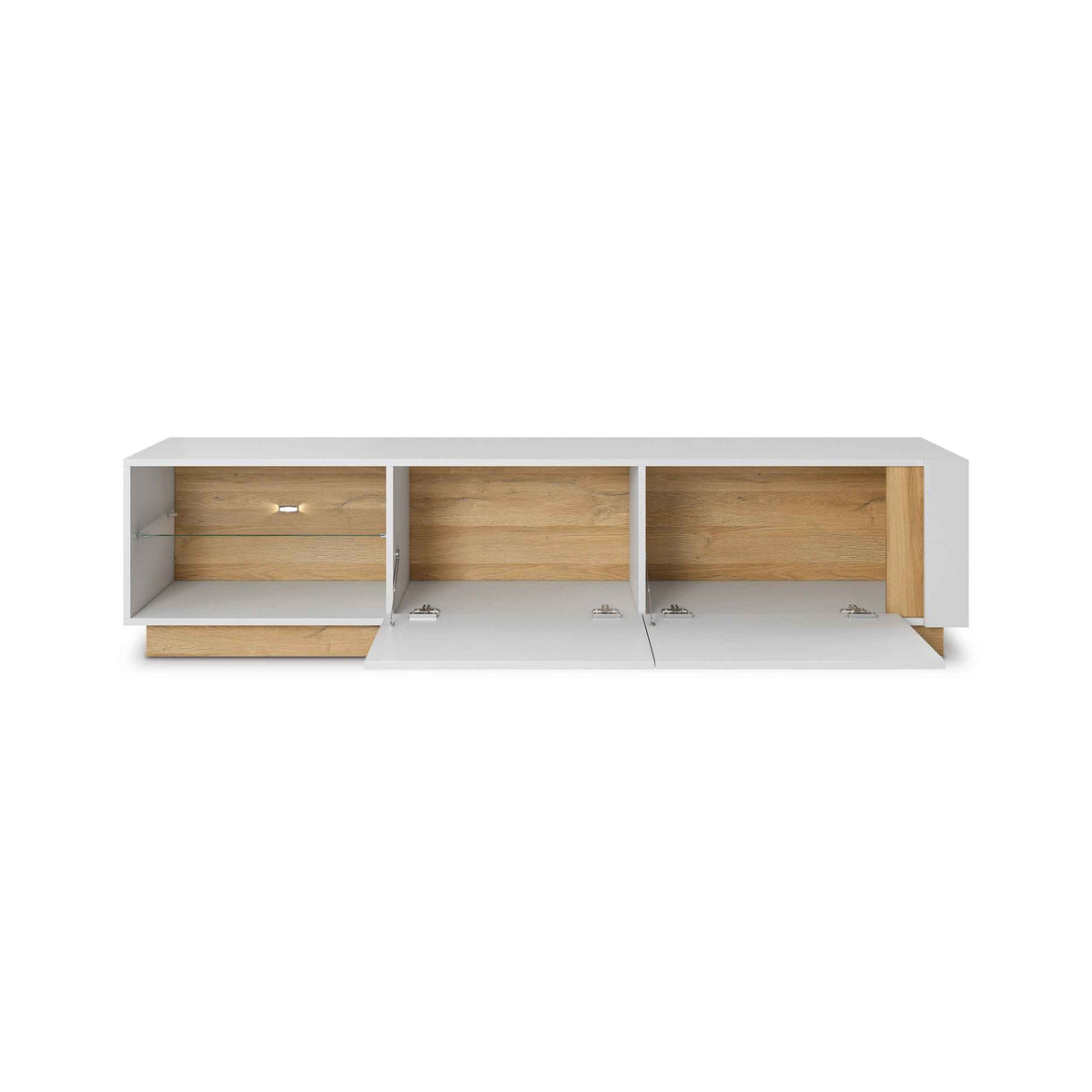 Szafka RTV Armelia 188x46 w stylu glamour – z otwartymi frontami